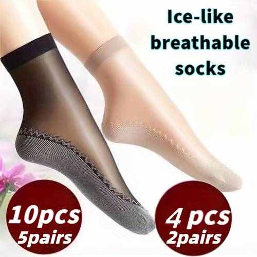 10pcs 5 pairs 4pcs breathable socks stockings womens spring summer autumn style stockings sweat absorbent and moisture wicking high quick drying lightweight and breathable nude colored non tangling