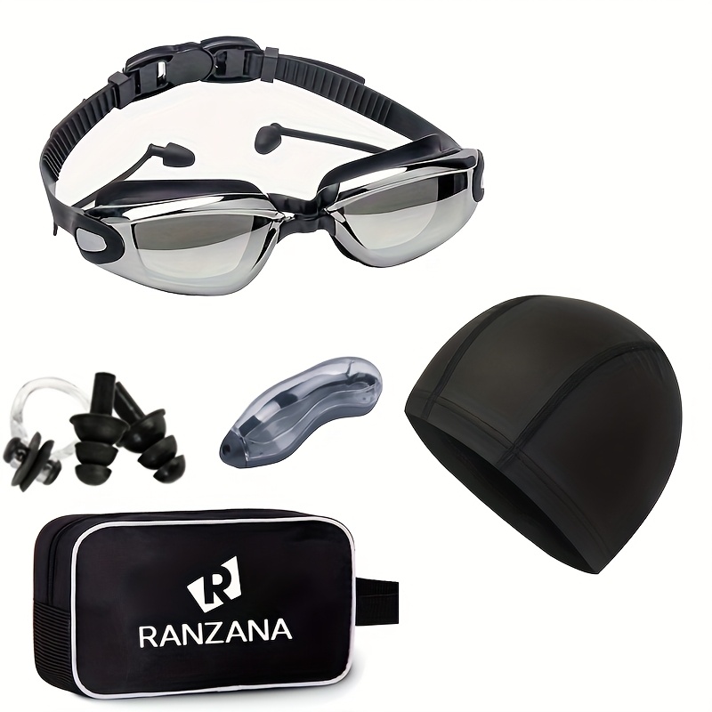 TEMU High Quality Uv Protection Hd Adult Swimming Goggles Set, Electroplated Swimming Glasses 6pcs Set With Swimsuit + Waterproof Swim + Nose Clip +