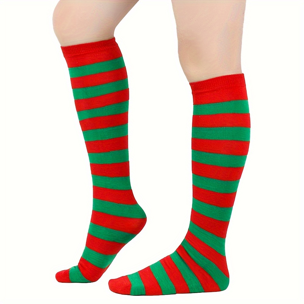 TEMU 1 Pair//5 Pairs Of Striped Calf Socks, Knee-high Socks, Mid-calf Socks, Jk Socks, And Cosplay Socks Are Perfect For Holidays Like Halloween And