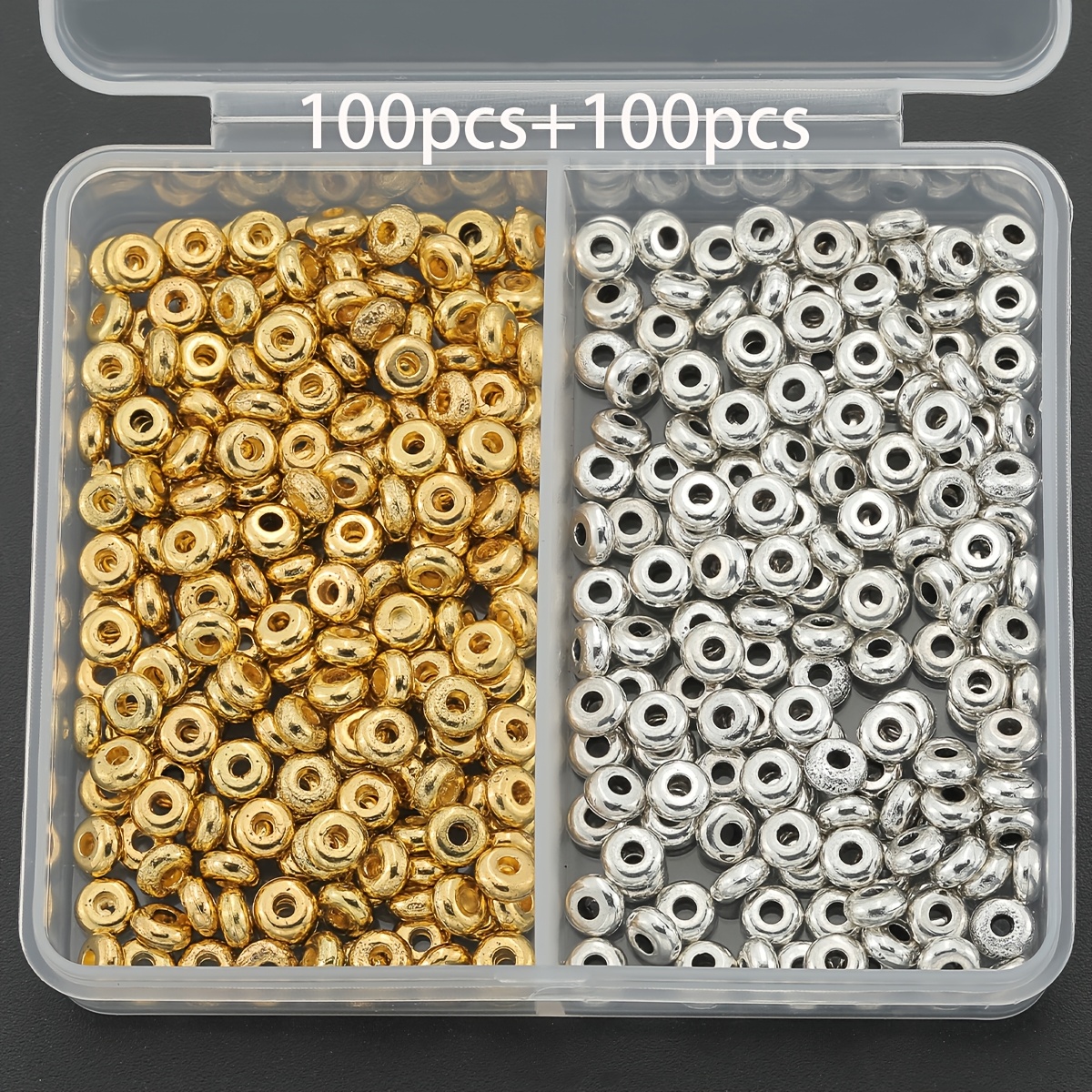 E-shop 200 Stück/Box Legierungs-Flach-Rund-Abstandshalter-Perlen, ca. 4,6 mm, glatte flache runde Perlen, Scheibenunterlegscheiben, lose Perlen,