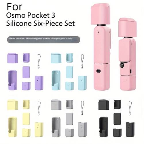 Suitable for 3 Six-Piece Silicone Protective Case Luminous Camera Silicone Protective Shell Full Coverage Anti-Fall Shockproof Scratch-Resistant Shell Accessories, Dropresistant Cover, DJI Accessory, Lightweight Protection, Durable Protective Gear, Rubber, Shockproof Cover, Smartphone filmmakers, Gift