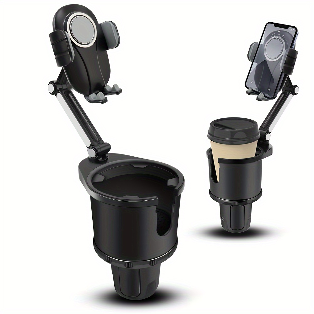 Auto-Getränkehalter mit Handyhalterung, 360 Rotation Langarm-Telefonhalter  kompatibel mit iPhone, Samsung