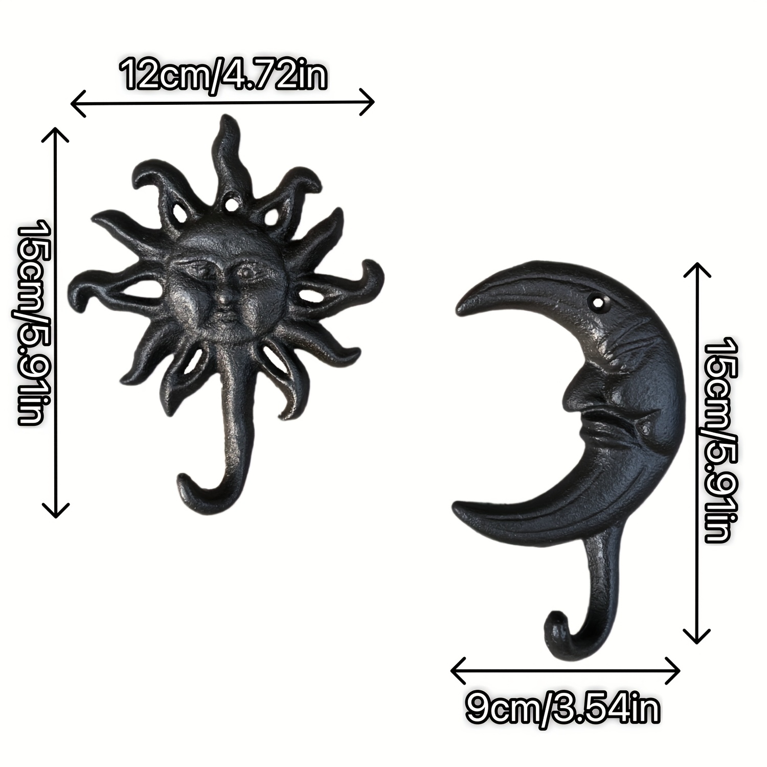 TEMU 2pcs, Sun And Wall Hooks | Decorative Hangers, Personalized Wall Art Design, Sturdy And Durable, Home Decor, Bathroom Additions, , Coat Hooks,