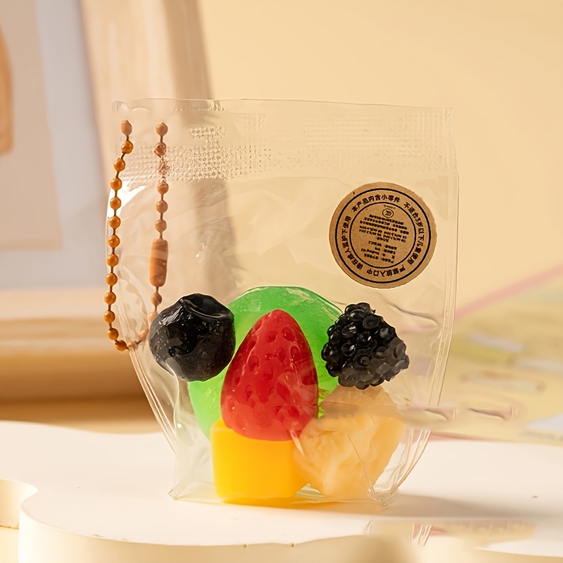 TEMU 1pc Pvc Fruit Bag Ornament Keychain - Assorted Blueberry, Strawberry, Kiwi, , School Bag Charm Pendant