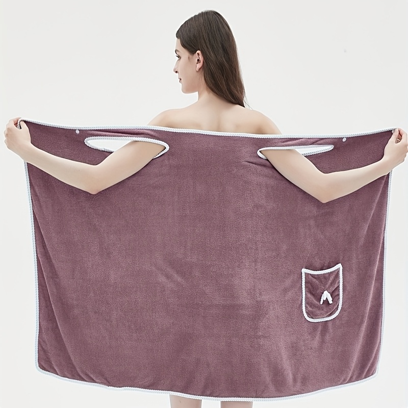1 wearable bath towel adult pocket bow coral velvet bath dress absorbent quick drying bathrobe with pockets bow decorated bath towel bathroom amenities wash cloths