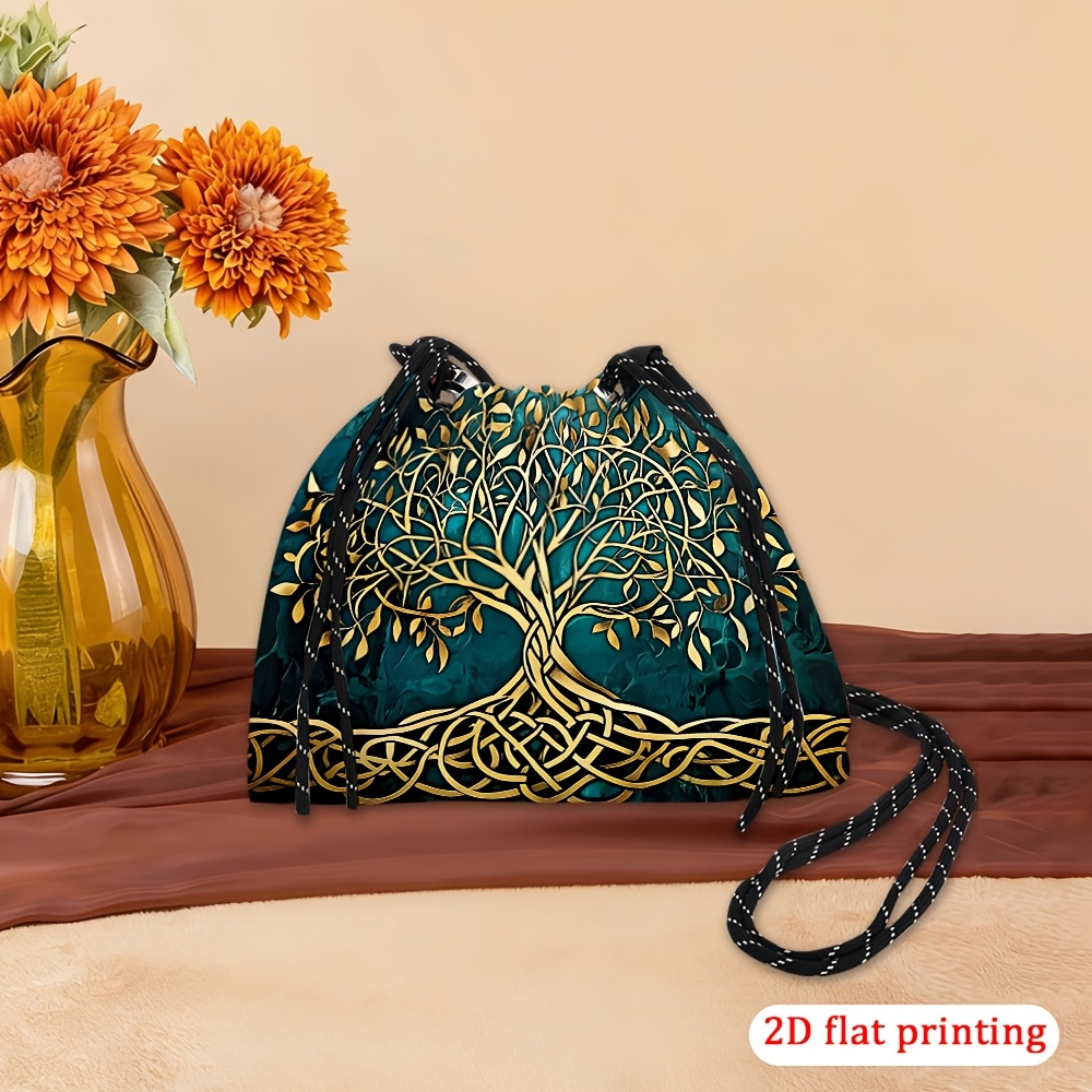 TEMU 2d Flat Printing 1pc Artwork Printing Design Drawstring Crossbody Bag Daily Use For Women Mixed Colors Durable Portable Small Shoulder Bag Gift