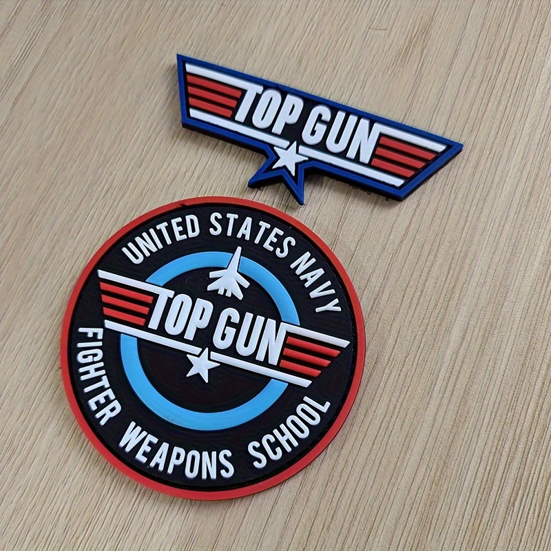 

Top Gun Pvc Rubber Patch Cartoon Fighter Weapons School Applique With Glow In The Dark Arm Badge For Clothing Decoration