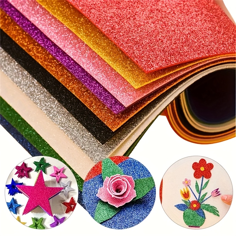 

20pcs Vibrant Glitter Foam Sheets, Self-adhesive Paper In Assorted Colors For Diy Projects & Decorations - Handmade Cards, Flowers & Stars, Paper Craft Supplies