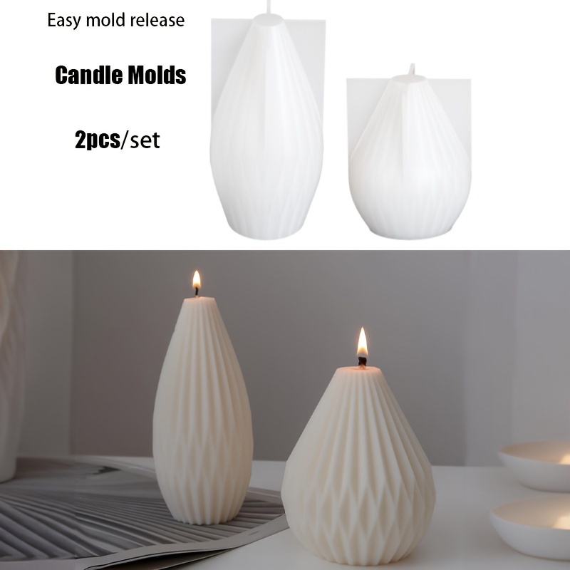 

2 Pieces Set Of Geometric Pear-shaped Candle Molds: Perfect For Resin Art, Home Decor, And Gifts