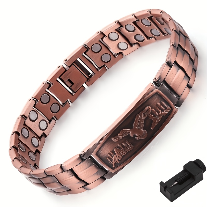 TEMU Fashion Men's Copper Bracelet 1pc And Adjustable Size Tool, 99.99% Pure Copper Magnetic Bracelet, 3500 Adjustable Copper Bracelet, Father's Day,