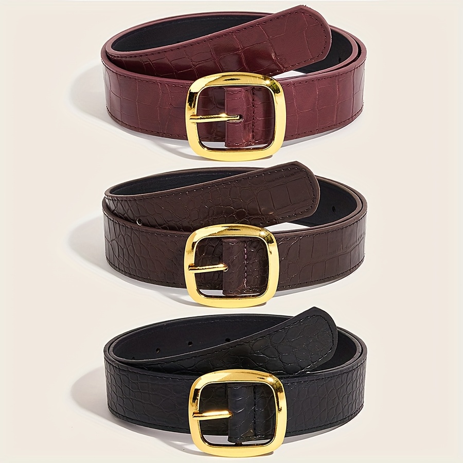 TEMU A Set Of 2/3 Women's Stylish Square Belts, Easy Decorative Additions For Dresses, -patterned Belts For Suits And Pants