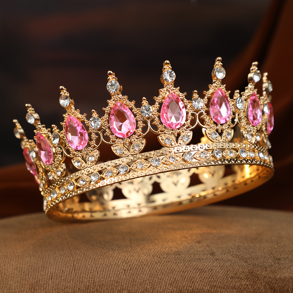 TEMU de lujo con corona y diamantes de para novia, boda, decoración de , corona