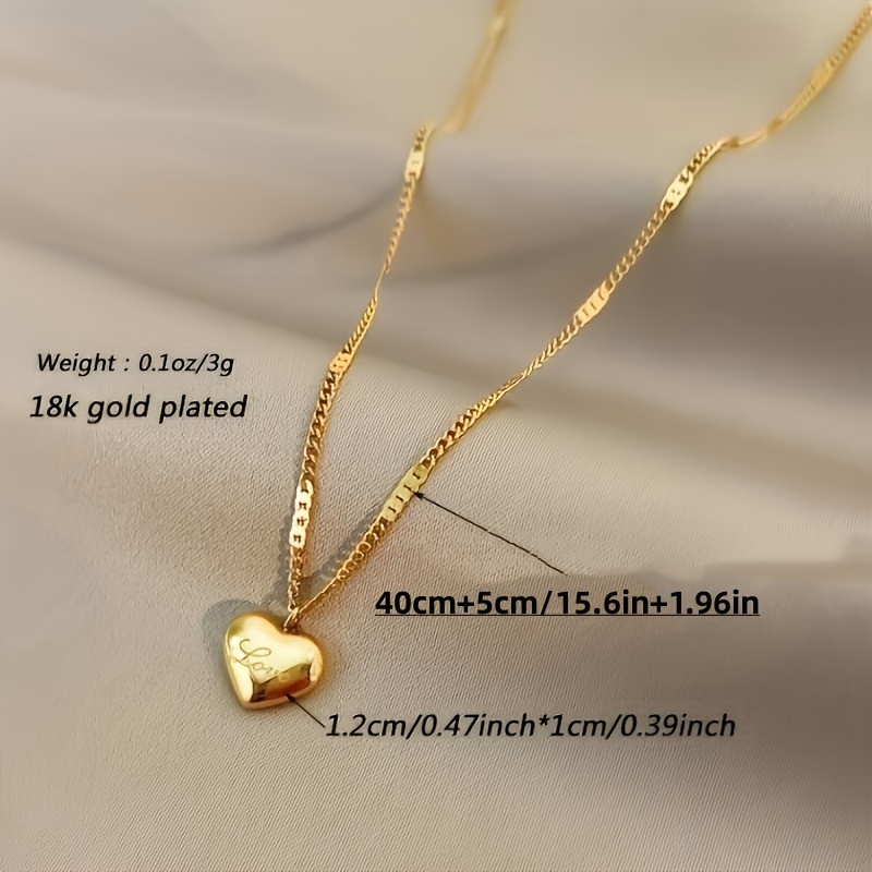 creative golden heart pendant necklace for boys and girls holiday party gift details 1