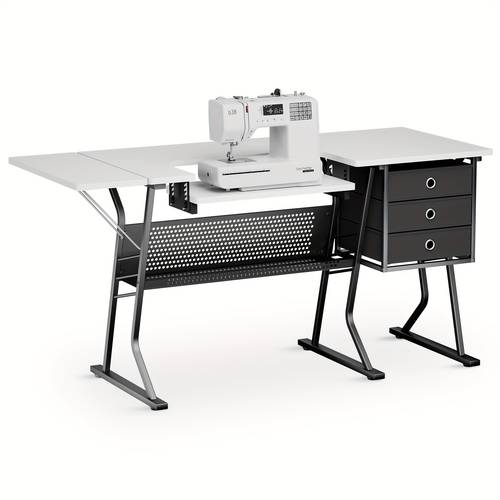 57 sewing craft table lager sewing machine table w adjustable shelf enlarged cutting space sturdy computer desk with storage drawer