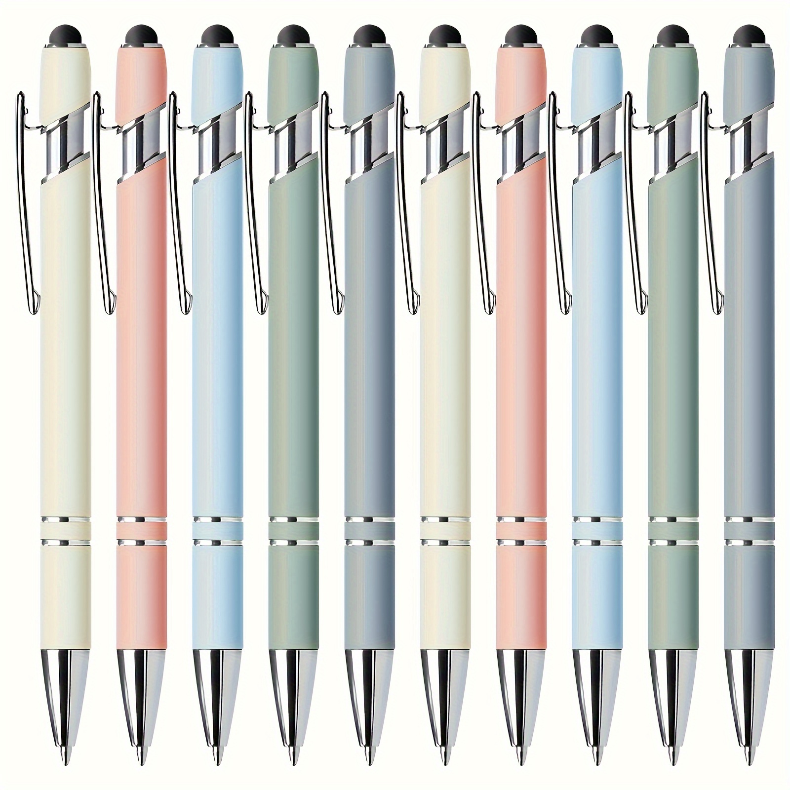 

Lot de 10 stylos à bille rétractables en métal avec pointe de stylo pour écriture tactile - pointe moyenne, écriture fluide, prise antidérapante, compatible avec divers appareils - très adapté pour un