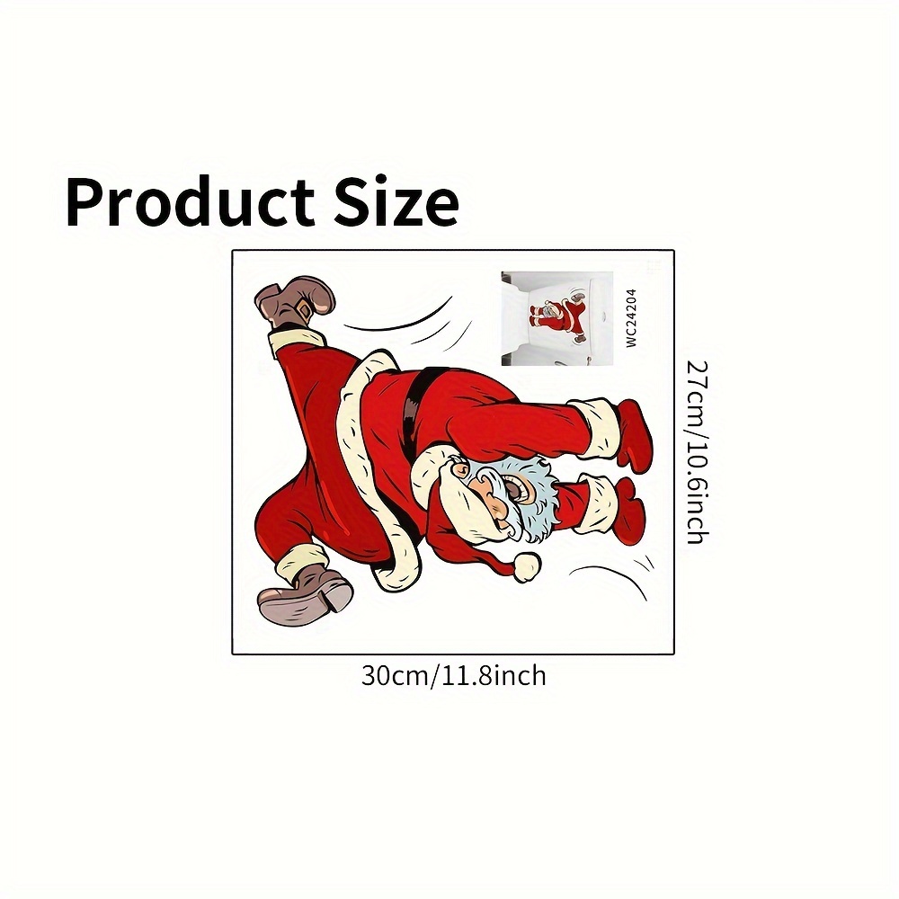 TEMU 1pc, Christmas Toilet Seat Cover Sticker, Santa Claus Design, Waterproof Self-adhesive Pvc Bathroom Decor, Removable, Plastic, Use, Rectangular,
