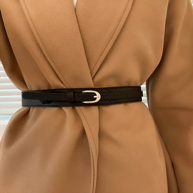 TEMU Cute Pu Waist Belt For Women - Daily Commute Essential Accessory With , Non-textile Size - Versatile Wide Belt For Dresses, Coats, And Sweaters