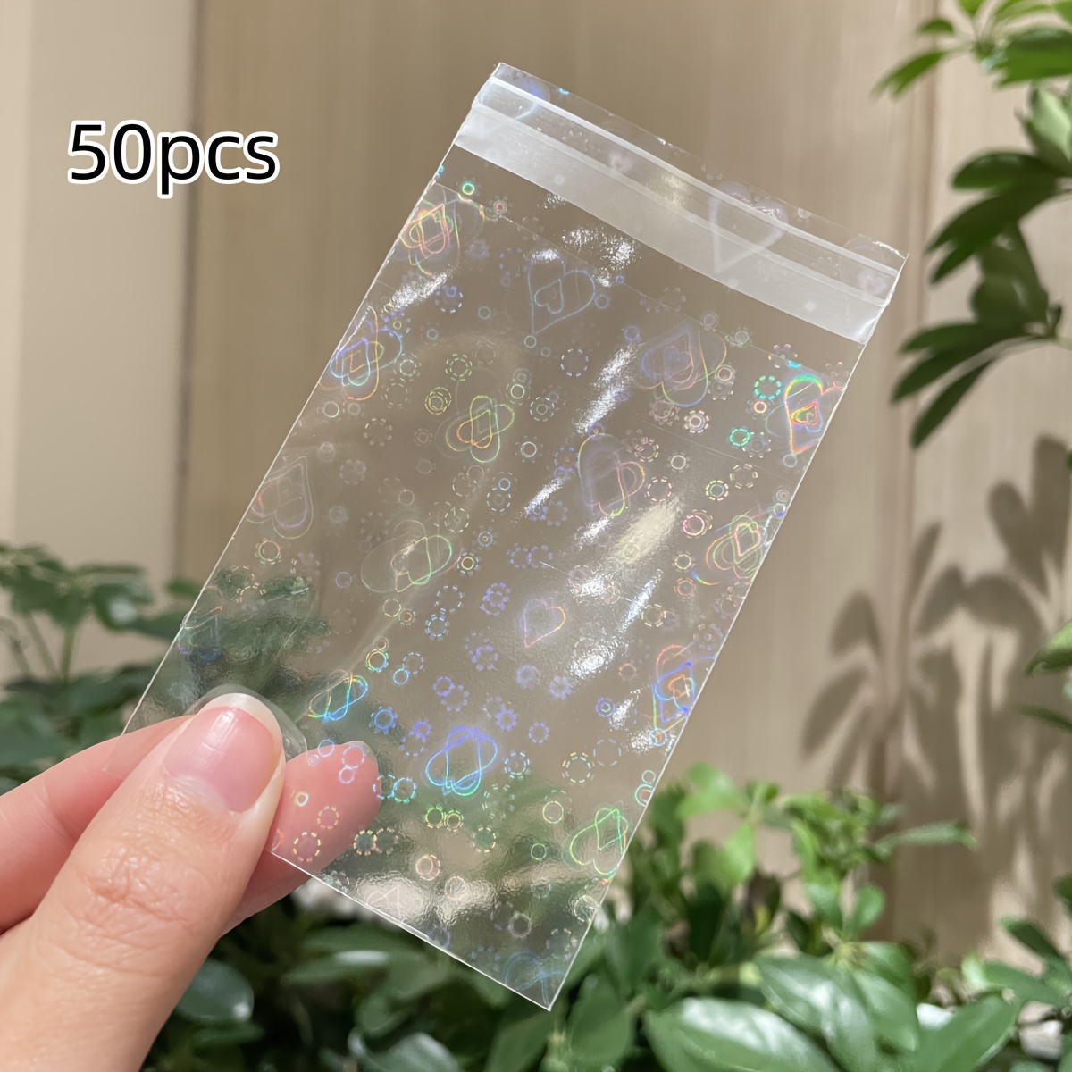 50 Transparent Laser Jewelry Pouches, Glitter Storage Bags