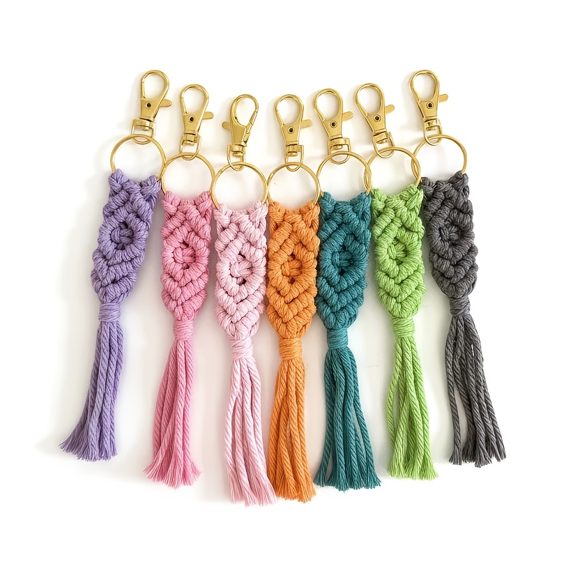 Image of 7pcs Multicolor Novelty Keychain With Tassels, Valentine's Day Gift, Perfect For Car Keys And Bag Decoration, Gift For Girlfriend, Graduation Gift