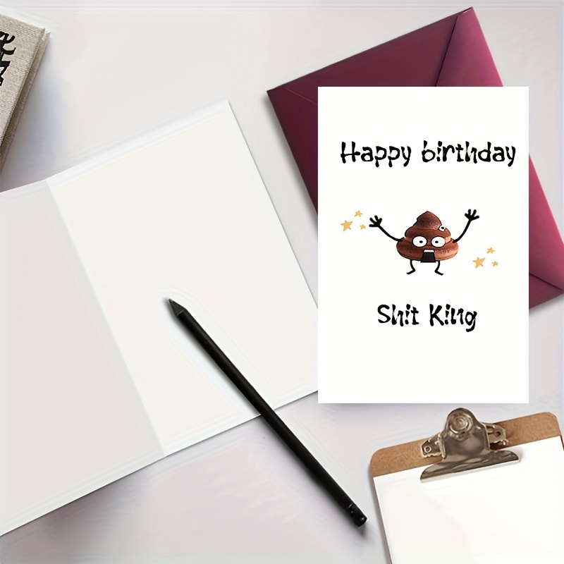 Happy Birthday Greeting Card 1pc - Cartoon Poop Cake Design, Funny ...