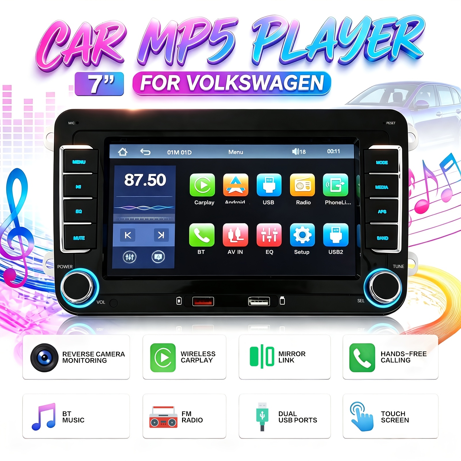 7 inch car radio sold on Temu United States