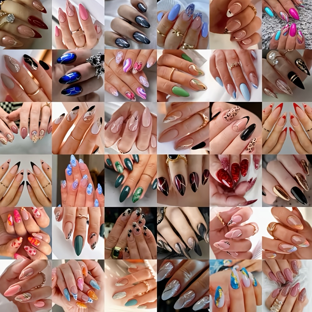 TEMU 264pcs 11 Boxes Random Nails, Solid Color Nails, Gradient Nails, Striped Nails, Gothic Nails, Cute Nails, Press-on Nails, Y2k Women's Nails,