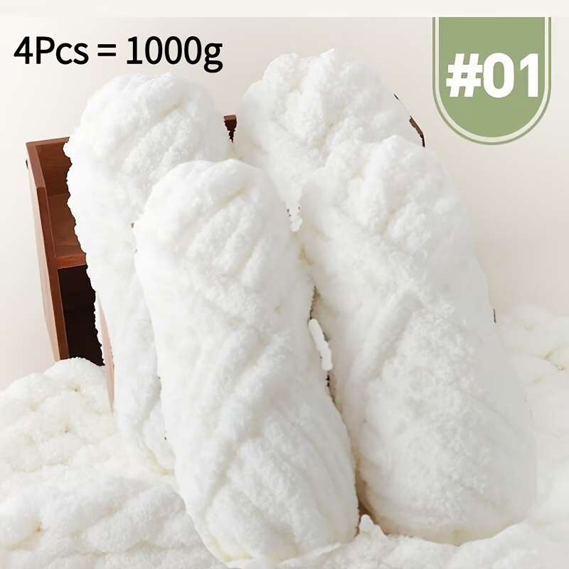 TEMU 4 Rolls Of Fingering Yarn, Approximately 1000g (35.27oz), 100% Polyester, Ideal For Handmade Crafts Like Pillows, Blankets, Pet Beds, Scarves,