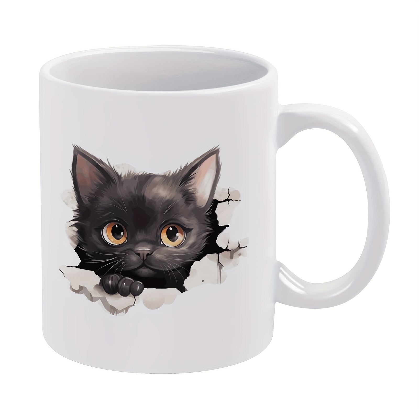 Cute Ceramic Cat Mugs With Lids Or Coaster, Novelty Lovely Kitty
