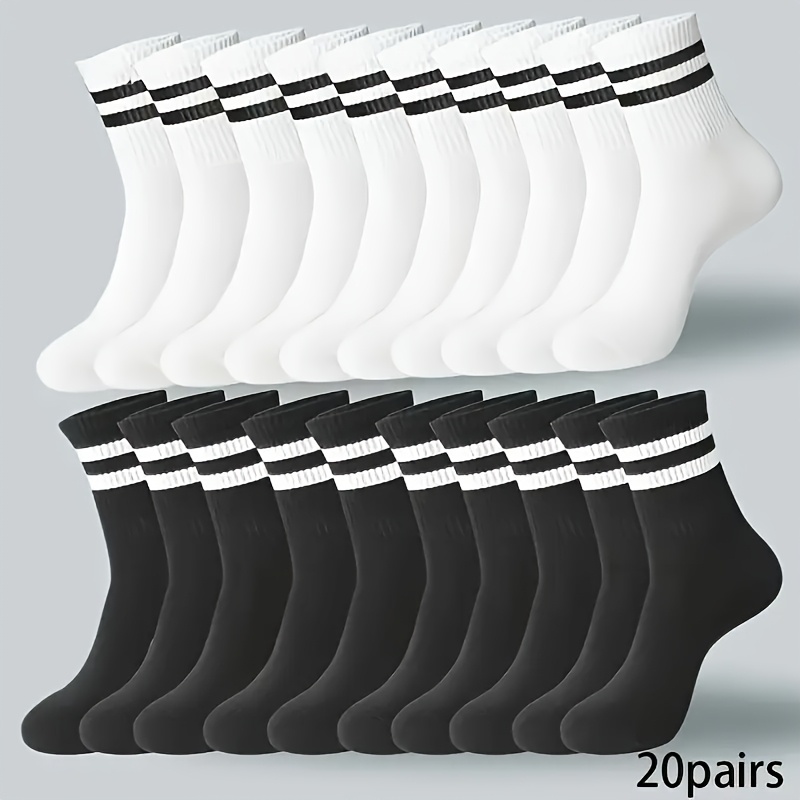 

10/20 Chaussettes longues à rayures pour hommes et femmes - Fabriquées en polyester respirant, style décontracté pour , lavage à /, disponibles /blanc.