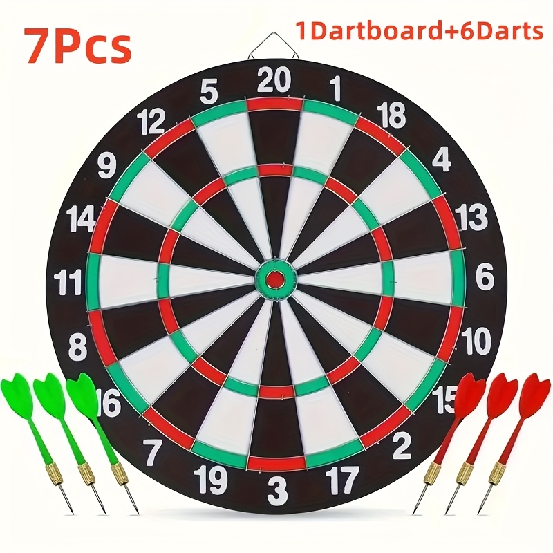 5/7pcs dart set, featuring red and green darts with Arabic numeral design, easy to store and hang. Suitable for adults aged 18+, perfect for competitions, games, party favors, Christmas, or Halloween gifts