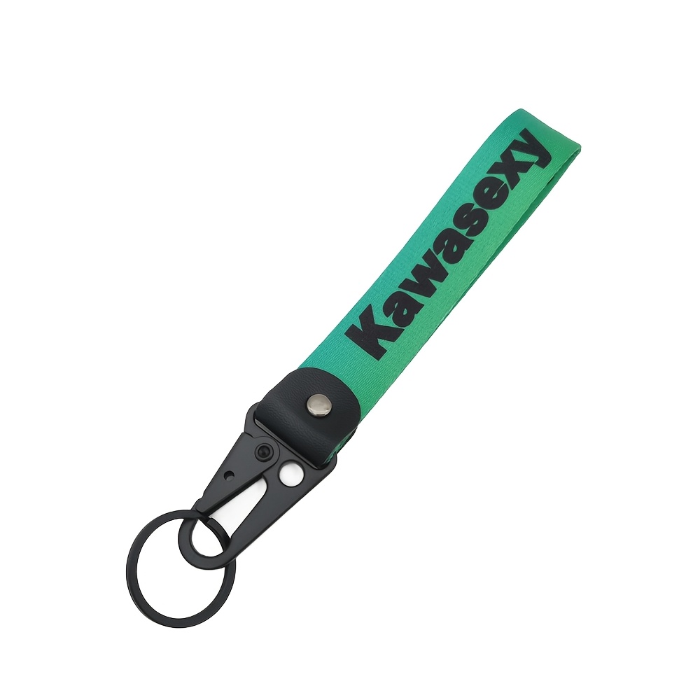TEMU Cordino per chiavi da moto, cinturino da polso per carichi pesanti con clip a , portachiavi in tessuto a rete con sfumatura verde per chiavi di