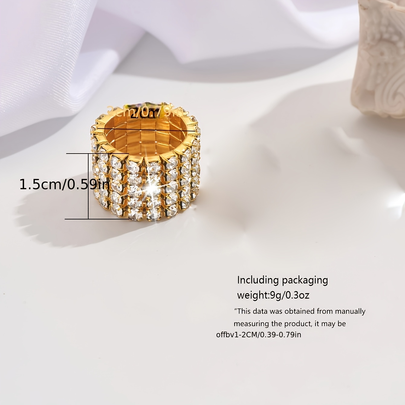 Women's Multi-Layer Crossed Rhinestone Bracelet and Ring Set