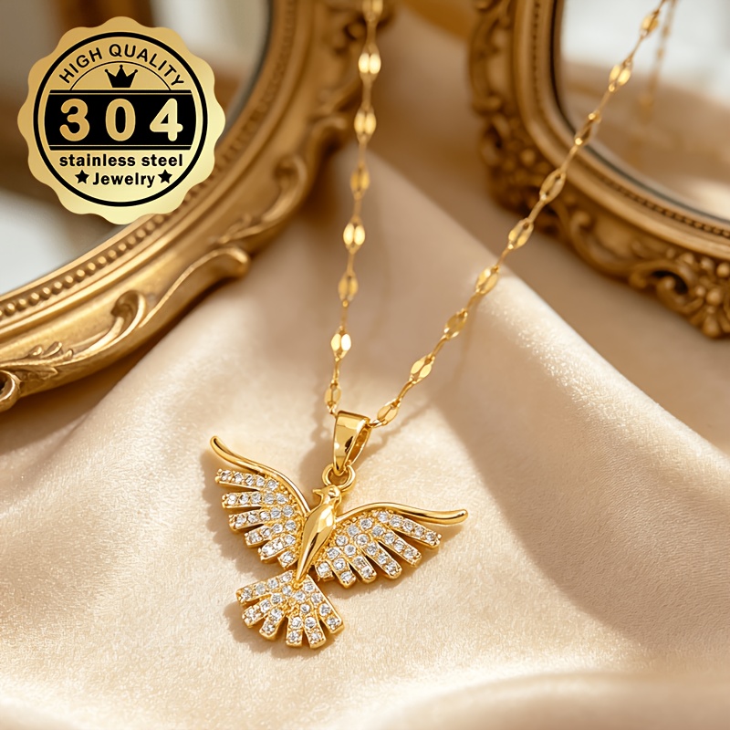 Women's 304 Stainless Steel Flying Bird Pendant Necklace