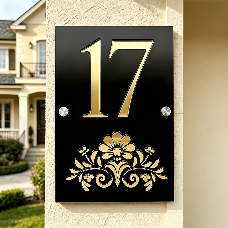 TEMU Plaque de numéro décorative personnalisée pour porte d'entrée de maison de style européen, numéro de maison moderne et , plaque de numéro de