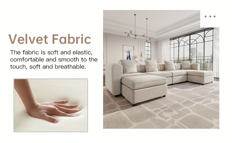 Fabric Sofa, Velvet Sectional Sofa, 2-Seat Sofa For Living Room, L-Shaped Sofa, Convertible Sofa With Cushions, Modern Simplicity Loveseat Sofa, Removable Sofa Cover Space Spring Cushions And Solid Wood Frame, Easy To Install, Apartment, Home, Guyii