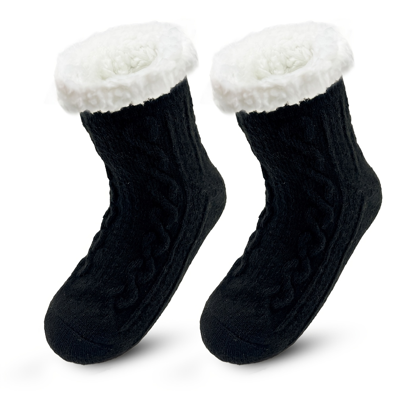 E-shop 1 Paar Herbst Winter Kabel Bodensocken Winter Fleece Verdickte Punkt Kleber Warme Postpartum Hausschuhe Socken Erwachsene Hausschuhe Socken