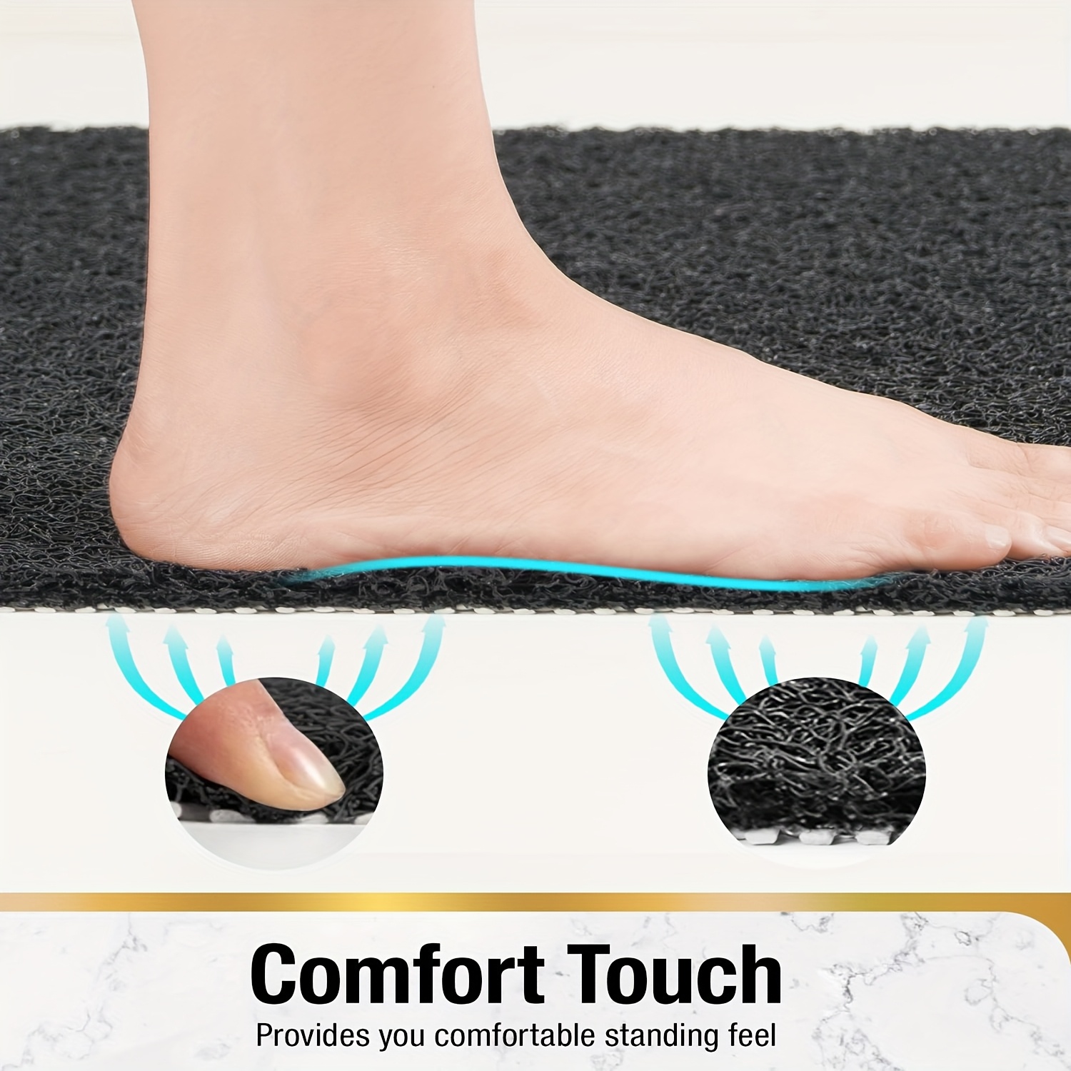   bathroom anti slip shower mat multi size       a grid lined non slip bottom   with drainage holes quick drying bathroom shower mat soft pvc loofah bath mat anti slip suitable for walk in showers and kitchens toilets and doorways etc   bathroom accessories safety mats Product details 4