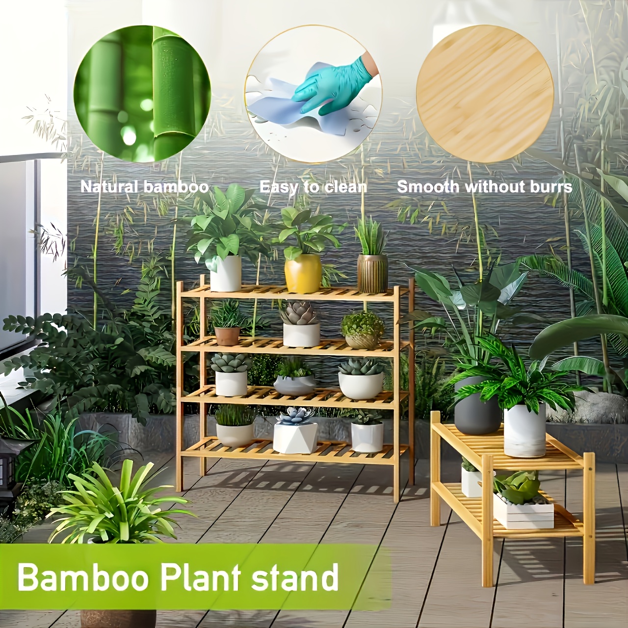 4 tier bamboo shoe rack for entryway stackable foldable natural shoe organizer for hallway closet free standing shoe racks for indoor outdoor details 4