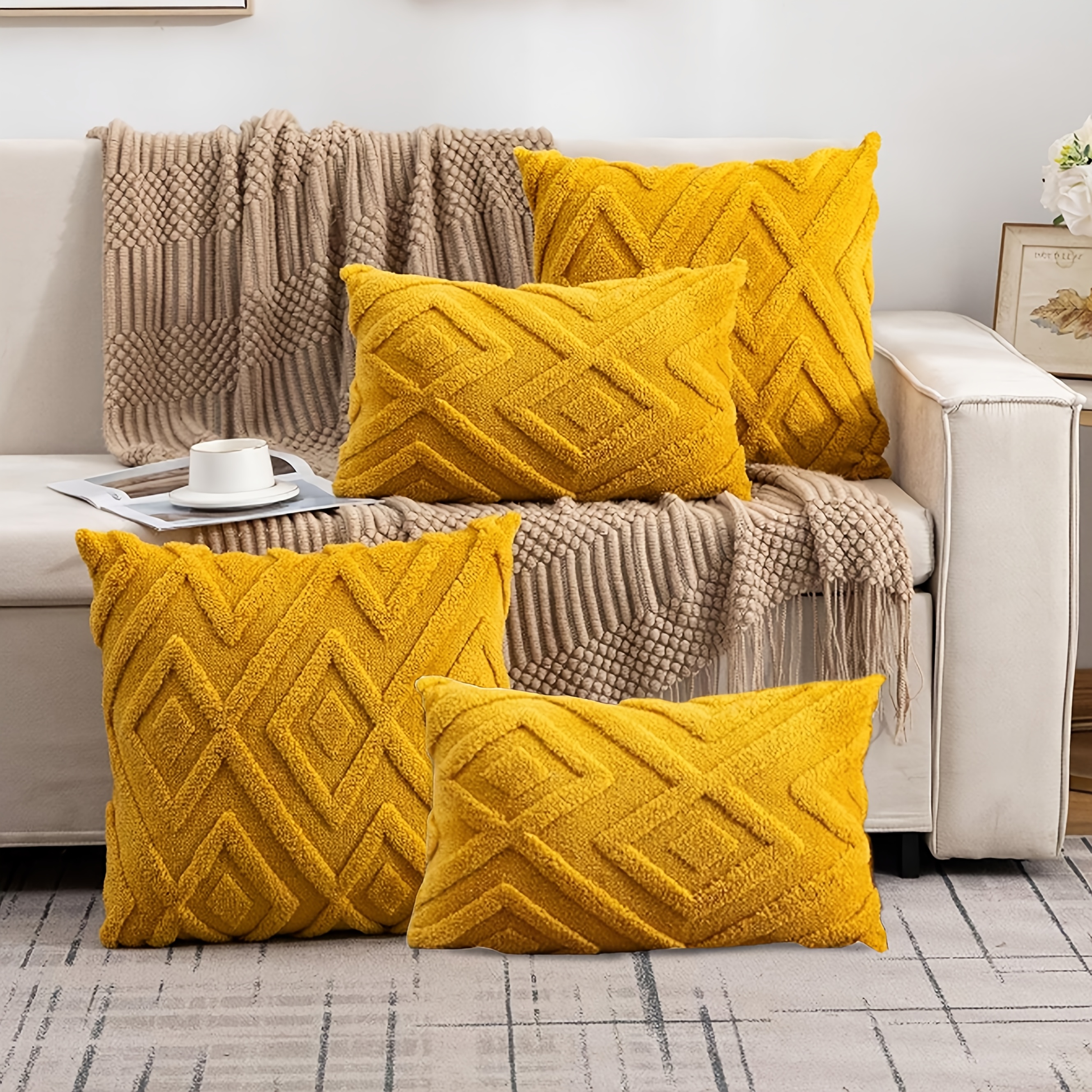 Pillow Inserts Zippered Covers For Throw Pillows 4pcs Boho