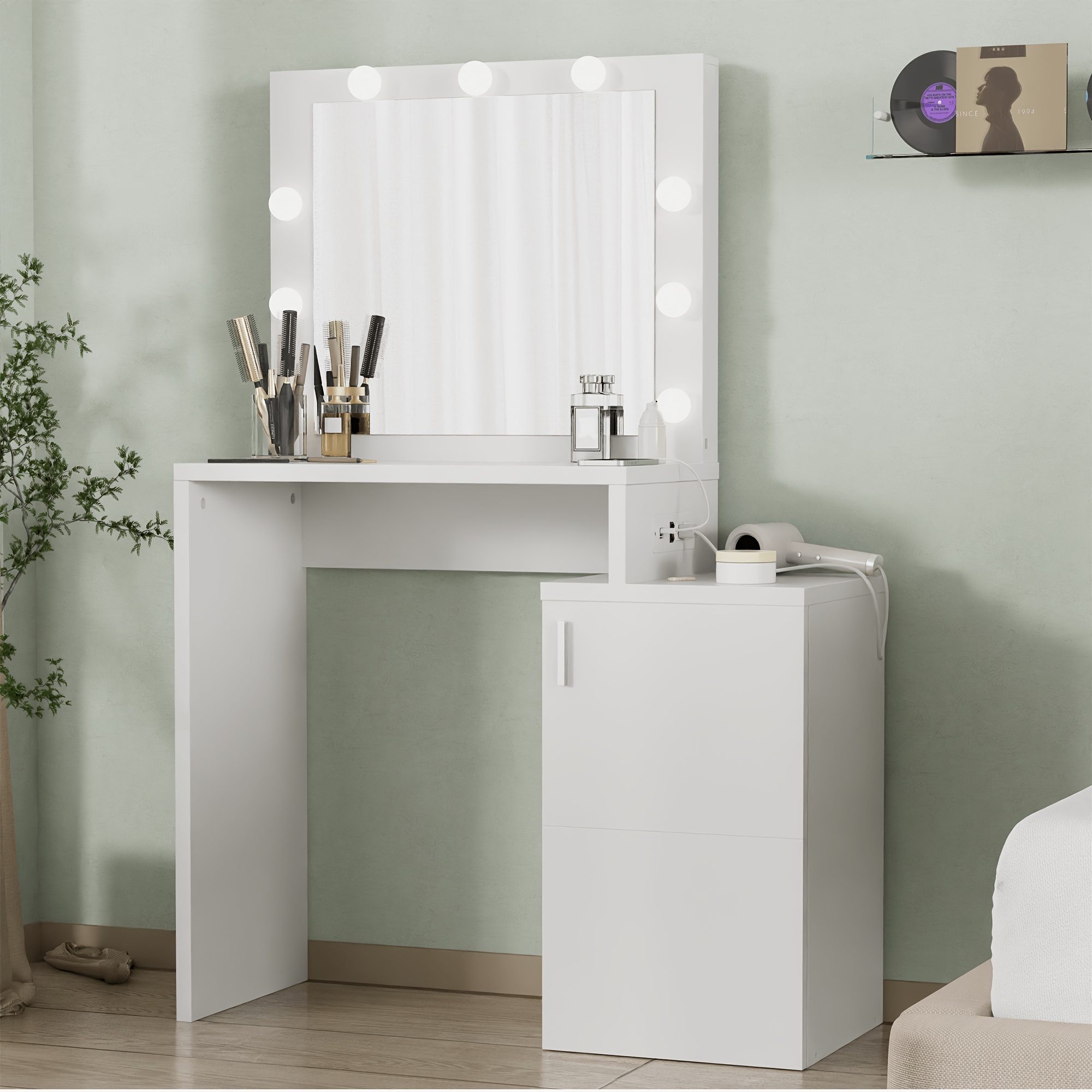 

Vanity Desk With Charging Station, Makeup Vanity Desk With Mirror And Lights, Vanity Table