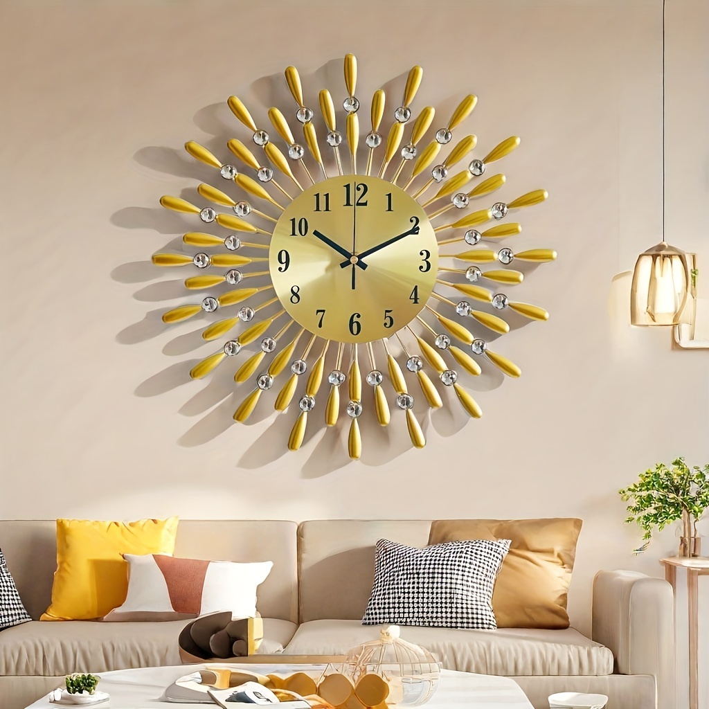 

1pc Modern Silent Non-ticking Metal Wall Clock, Round Battery-operated With Flat Crown, Ideal For Living Room, Bedroom, Office - Aa Battery Not Included