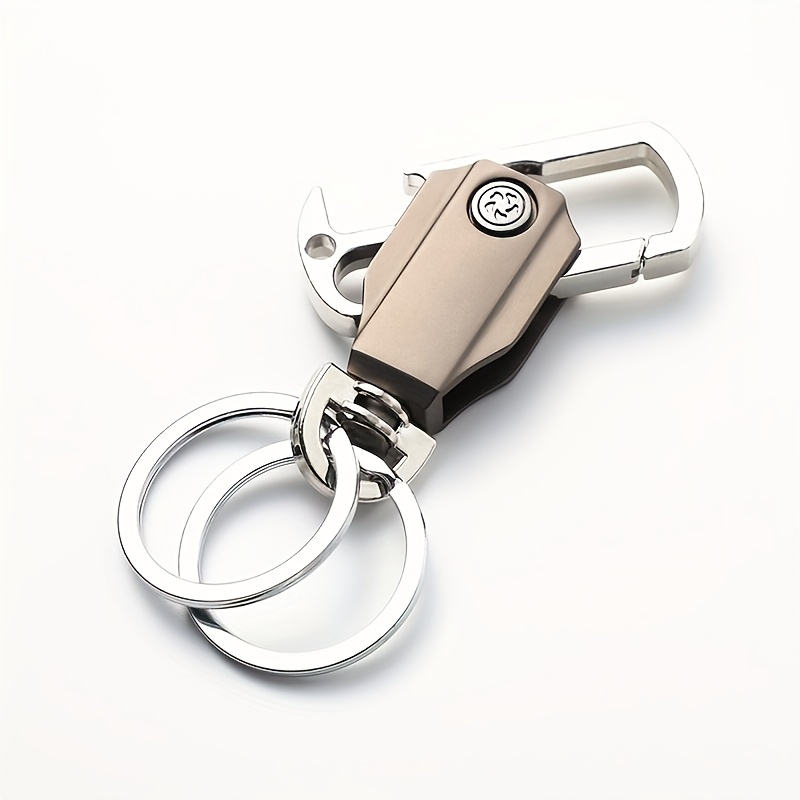 A Customizable Stainless Steel Snap Hook Keychain with Engraved Logo, Featuring Polyester Fiber, a Durable Unisex Key Ring with a Foldable Design, a Waist-hanging Car Key Holder Accessory with Self-Defined Text