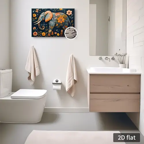 2d canvas wall art with wooden frame ready to hang decor for living room bedroom or dining room dining room decoration wildlife theme canvas elephant decor 2d flat room decor