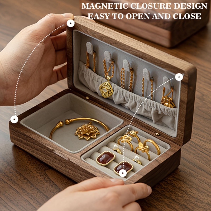 Custom Black Walnut Jewelry Box, Personalized Gift for Loved Ones