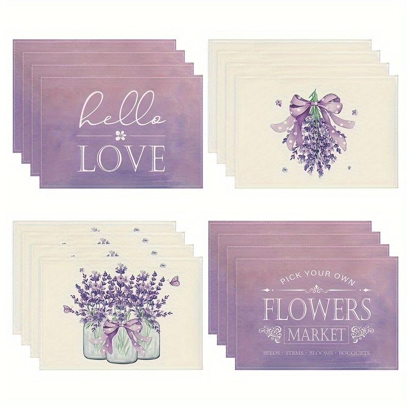 Spring Placemats Lavender Table Pad Hello Love Table Mat Temu Australia