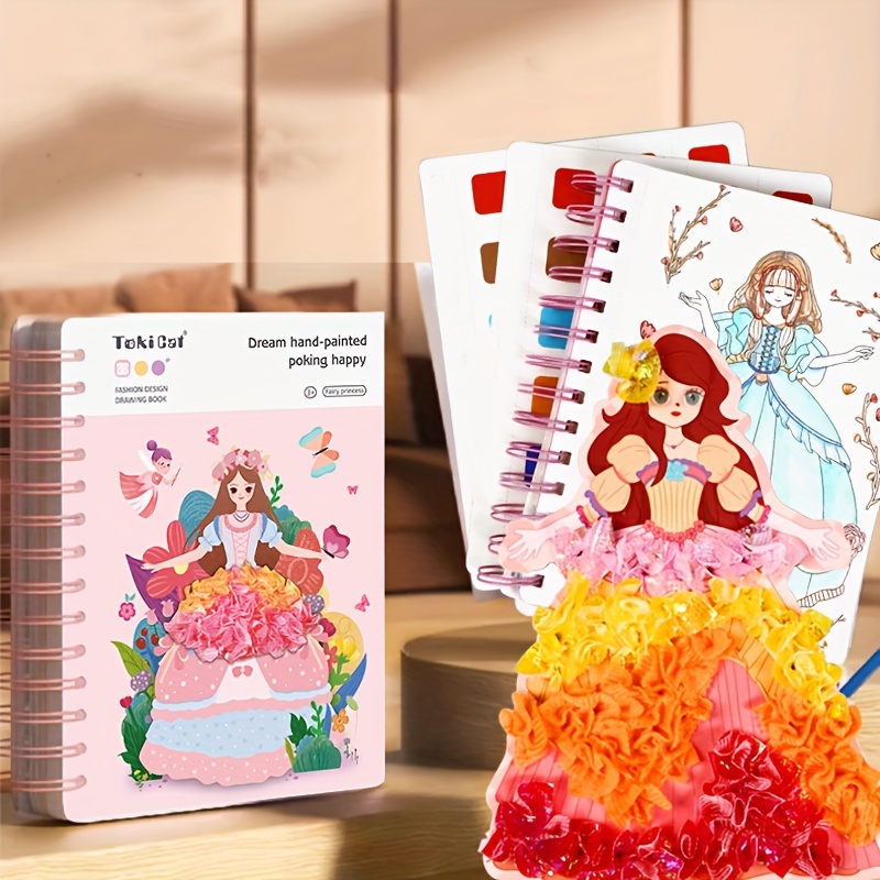 

Magic Princess 4-in-1 Fashion Design Activity Book - Watercolor, Stickers, Punch & Diamond Art Kit For Girls Ages 3-6 By Ymlup