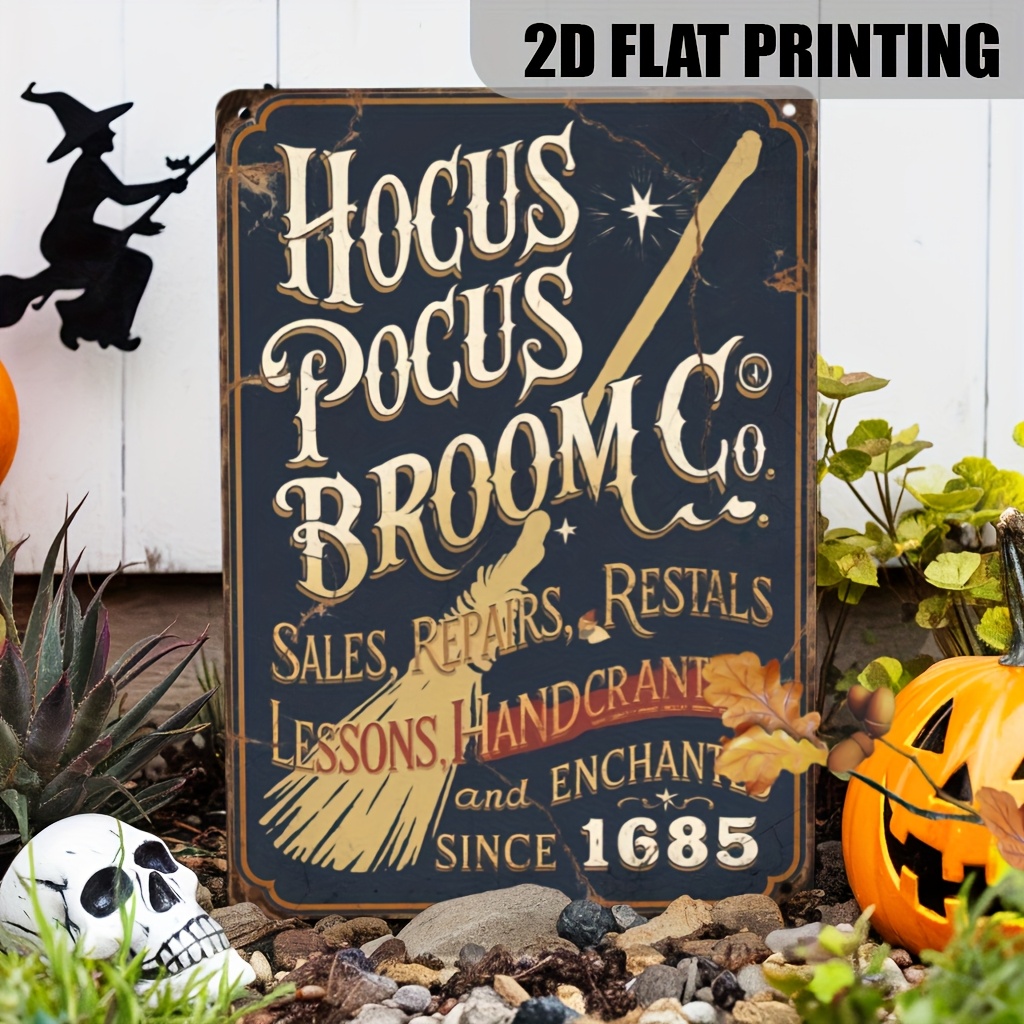 TEMU 2d Flat, 1pc Retro Broom Co. Wooden Wall Decor - Halloween And Christmas Decoration With Broom Pattern - Country Style Farmhouse Sign For Home,