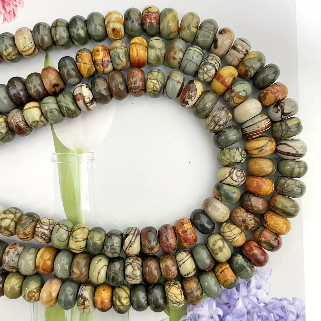 10mm 30pcs Line Pine Abacus Bead, Retro Ethnic Loose Beads, Handmade Bracelet, Necklace, Jewelry Additions