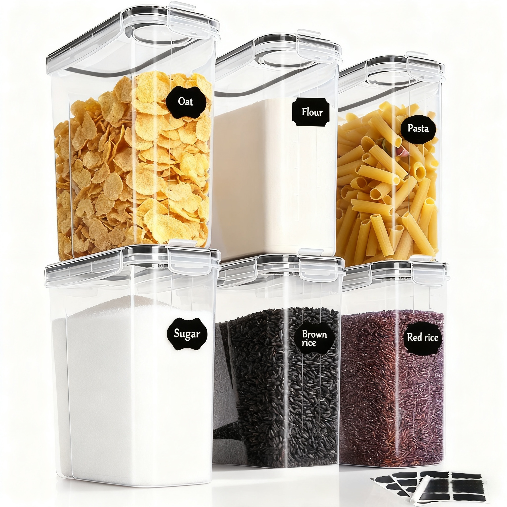 TEMU 6pcs 4l Airtight Food Storage Containers With Lids For Pantry Organization And Storage, Airtight Food Organizers Storage Containers And Spice