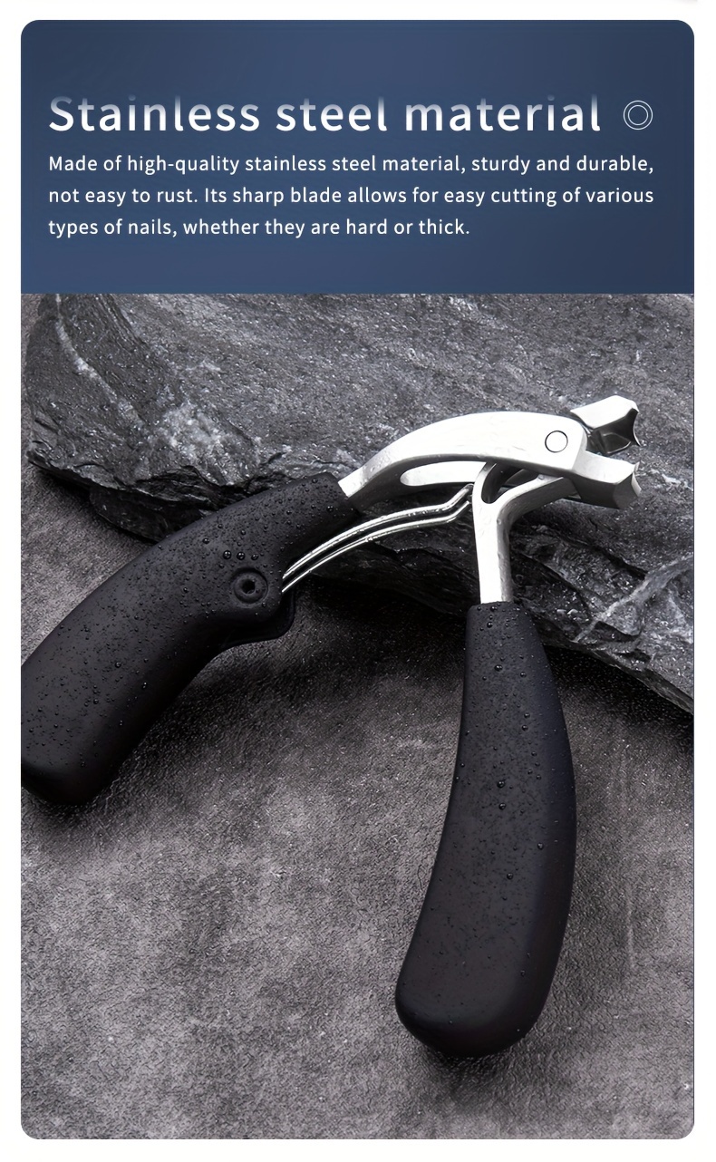 1pc modern stainless clippers with blade heavy duty nail clipper with curved design large opening for thick nails elderly friendly no splash with precision trimming for mens toenails long handle with arc blade details 3